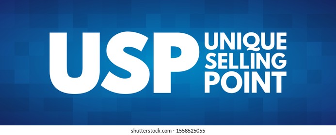 USP Unique Selling Point - essence of what makes your product or service better than competitors, acronym text concept background