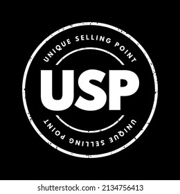 USP Unique Selling Point - essence of what makes your product or service better than competitors, acronym text stamp concept background