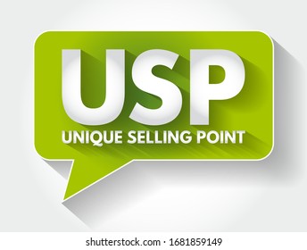 USP - Unique Selling Proposition acronym message bubble, business concept background
