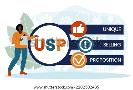 USP - Unique Selling Proposition . business concept background. vector illustration concept with keywords and icons.