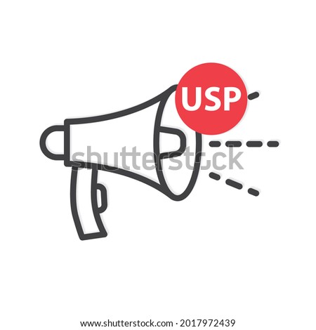 USP (Unique Selling Proposition) concept, megaphone icon - vector illustration