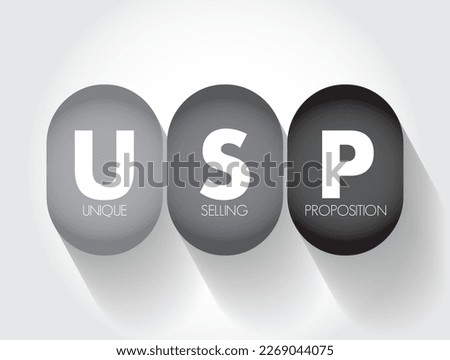 USP Unique Selling Proposition - essence of what makes your product or service better than competitors, acronym text concept background