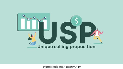 USP einzigartiges Verkaufsangebot. Management-Werbeorganisation von Web-Anwendungen diskutieren digitale Privatsphäre und Marketing-Form der Verschlüsselung Transaktion Zertifikat mit Vektorkunden.