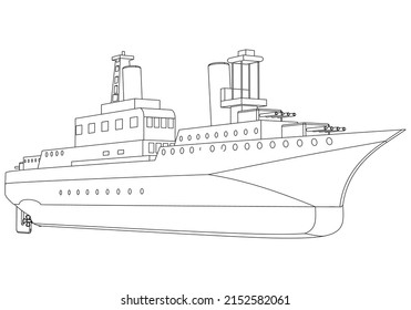 USS Indianapolis war ship outline vector. Military vehicle template vector isolated on white.