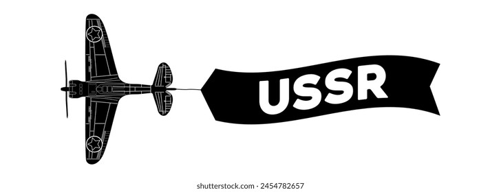 USSR advertisement banner is attached to the plane