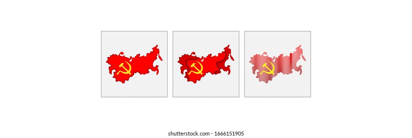 USSR coloring the map and concept flag. Vector