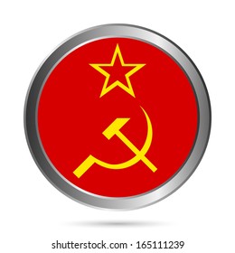 USSR flag button on a white background. Vector illustration.