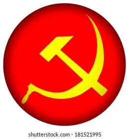 USSR flag button on a white background. Vector illustration.