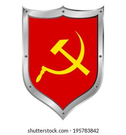 USSR flag button on a white background. Vector illustration.