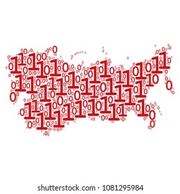 USSR Map mosaic icon of zero and one symbols in variable sizes. Vector digits are scattered into USSR Map illustration design concept.
