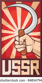 ussr poster (hand holding sickle)