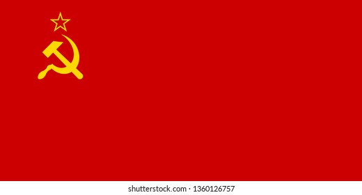 USSR or Soviet Union or Union of Soviet Socialist Republics official national flag The Hammer and Sickle and The Red Banner sign symbol icon flat vector