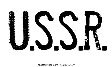 ussr stamp on white background. Sign, label, sticker.