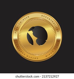 UST Cryptocurrency logo in black color concept on gold coin. Terrausd Coin Block chain technology symbol. Vector illustration.