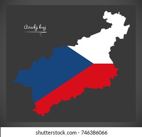 Ustecky kraj map of the Czech Republic with national flag illustration