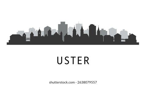 Uster Switzerland Skyline Cityscape Silhouette.