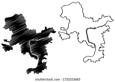 Usti nad Labem Budejovice City (Czech Republic, Czechia) map vector illustration, scribble sketch City of Aussig map