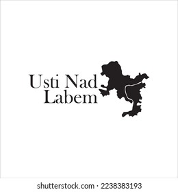Usti Nad Labem map and black lettering design on white background