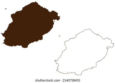 Ustica island (Italian Republic, Italy, Sicily) map vector illustration, scribble sketch Isola di Ustica map