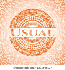 Usual abstract emblem, orange mosaic background