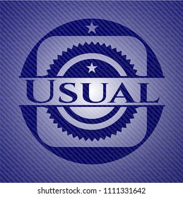  Usual badge with denim texture