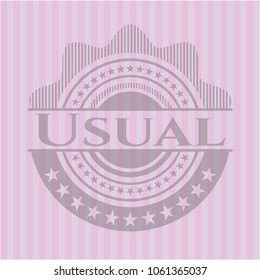 Usual badge with pink background