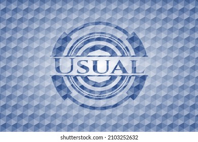Normales blaues Schild mit geometrischem Muster. Vektorgrafik. Detaillierte Angaben. 