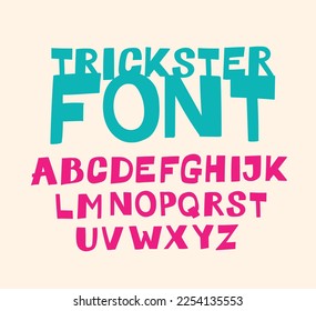 Usual display font for inscriptions. Vector. Latin capital letters. Alphabet for cheerful informal inscriptions. All letters are saved separately. Symbols for logos.