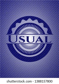 Usual emblem with jean texture. Vector Illustration. Detailed.