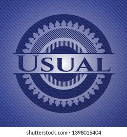 Usual emblem with jean texture. Vector Illustration. Detailed.