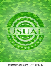 Usual green emblem with mosaic background