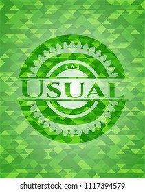 Usual green emblem with triangle mosaic background