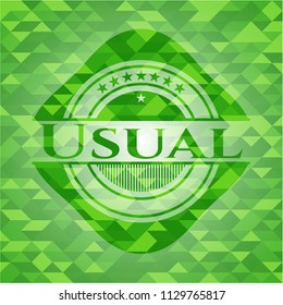 Usual green emblem with triangle mosaic background