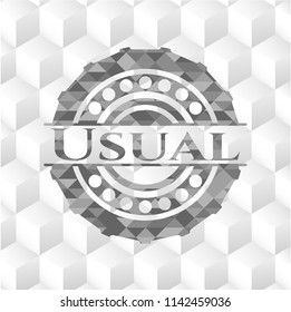 Usual grey emblem with geometric cube white background
