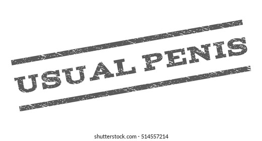 Usual Penis watermark stamp. Text tag between parallel lines with grunge design style. Rubber seal stamp with scratched texture. Vector grey color ink imprint on a white background.