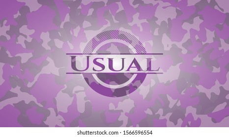 Usual pink written on a camo texture. Vector Illustration. Detailed.