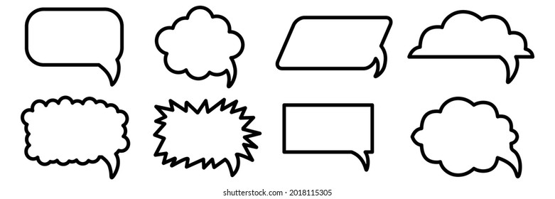 The usual set of speech bubbles for comics. Doodle set elements. Vector illustration