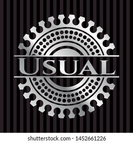 Usual silvery badge. Vector Illustration. Mosaic.