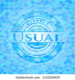 Usual sky blue emblem. Mosaic background