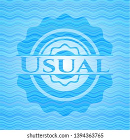 Usual sky blue water wave style badge. Vector Illustration. Detailed.