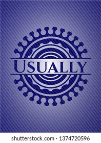 Usually badge with jean texture