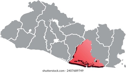 USULUTAN MAP PROVINCE OF EL SALVADOR 3D ISOMETRIC MAP
