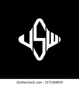 Diseño creativo del logotipo de la letra USW con gráfico vectorial