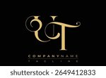 UT Abstract Creative Jewelry Logo. A stylish logo featuring golden monogram initials in an elegant and modern typography, perfect for branding