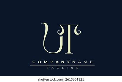 UT abstract Logo. Elegantly Designed Minimalist Monogram Logo with Stylish Lettering. Sophisticated and sleek minimalist monogram showcasing unique lettering design.