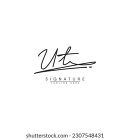 Logo de la firma manuscrita UT - Plantilla de logotipo vector para negocios de belleza, moda y fotografía