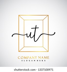 UT Initial Handwriting logo template vector