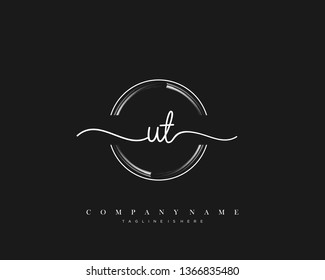UT initial handwriting logo template vector