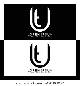 Logo de la letra inicial de UT. Monograma de diseño de patrones de E y T alfabetos