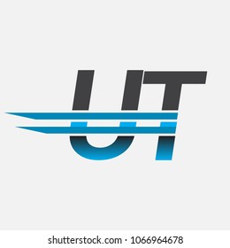 UT initial logo company name colored black and blue, Simple and Modern Logo Design.